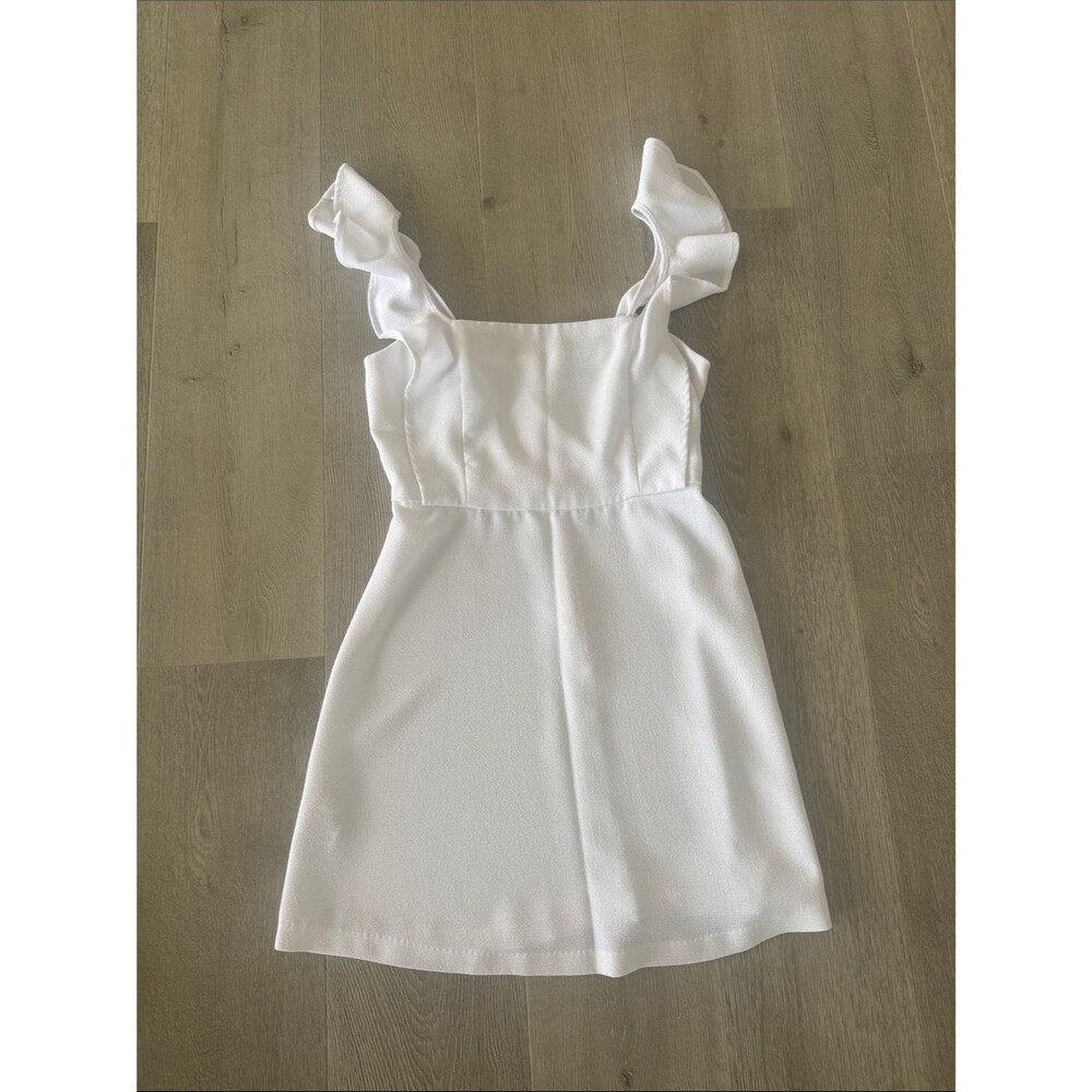 BCBGeneration White Ruffle Strap Mini Dress